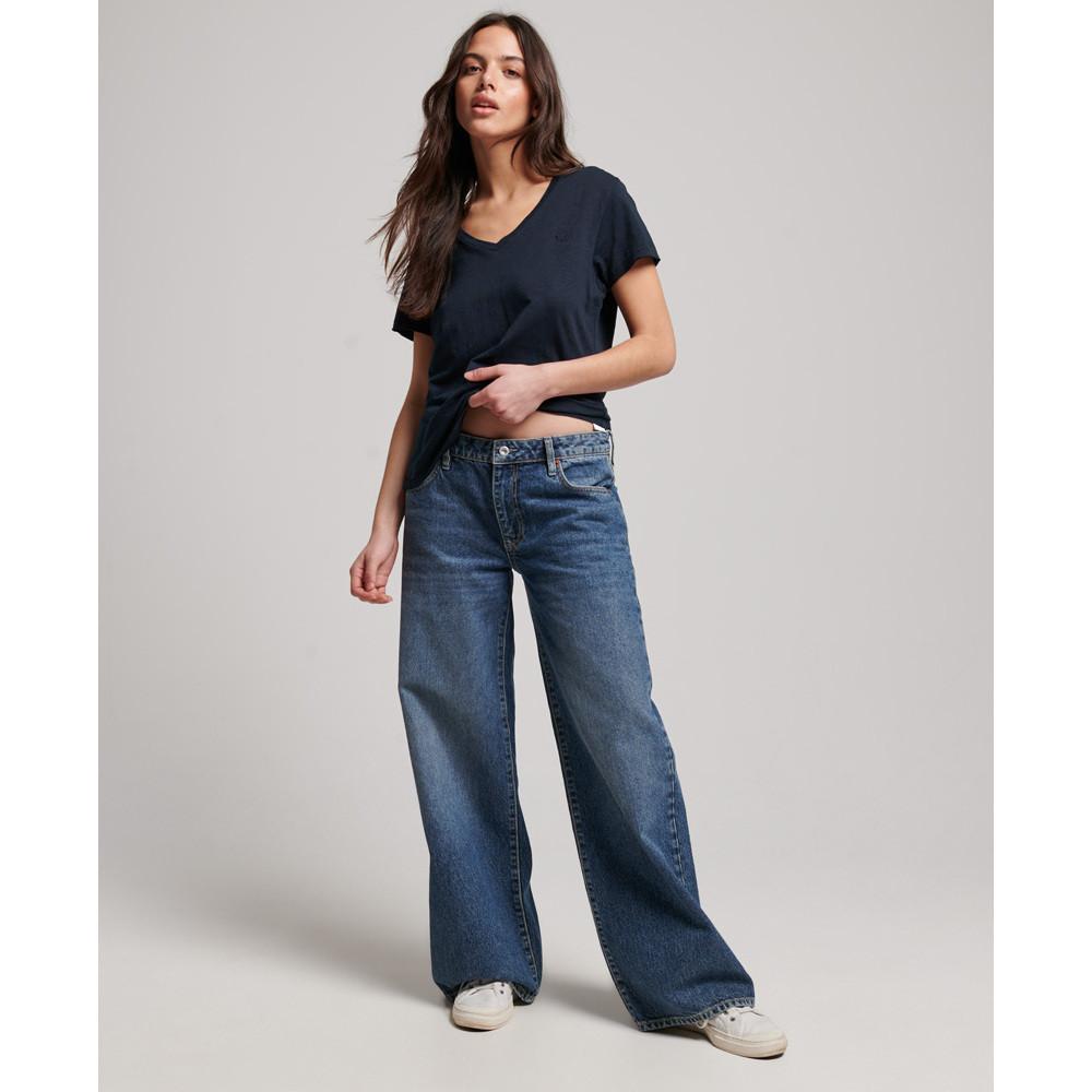 Superdry Besticktes Geflammtes V-Ausschnitt T-Shirt