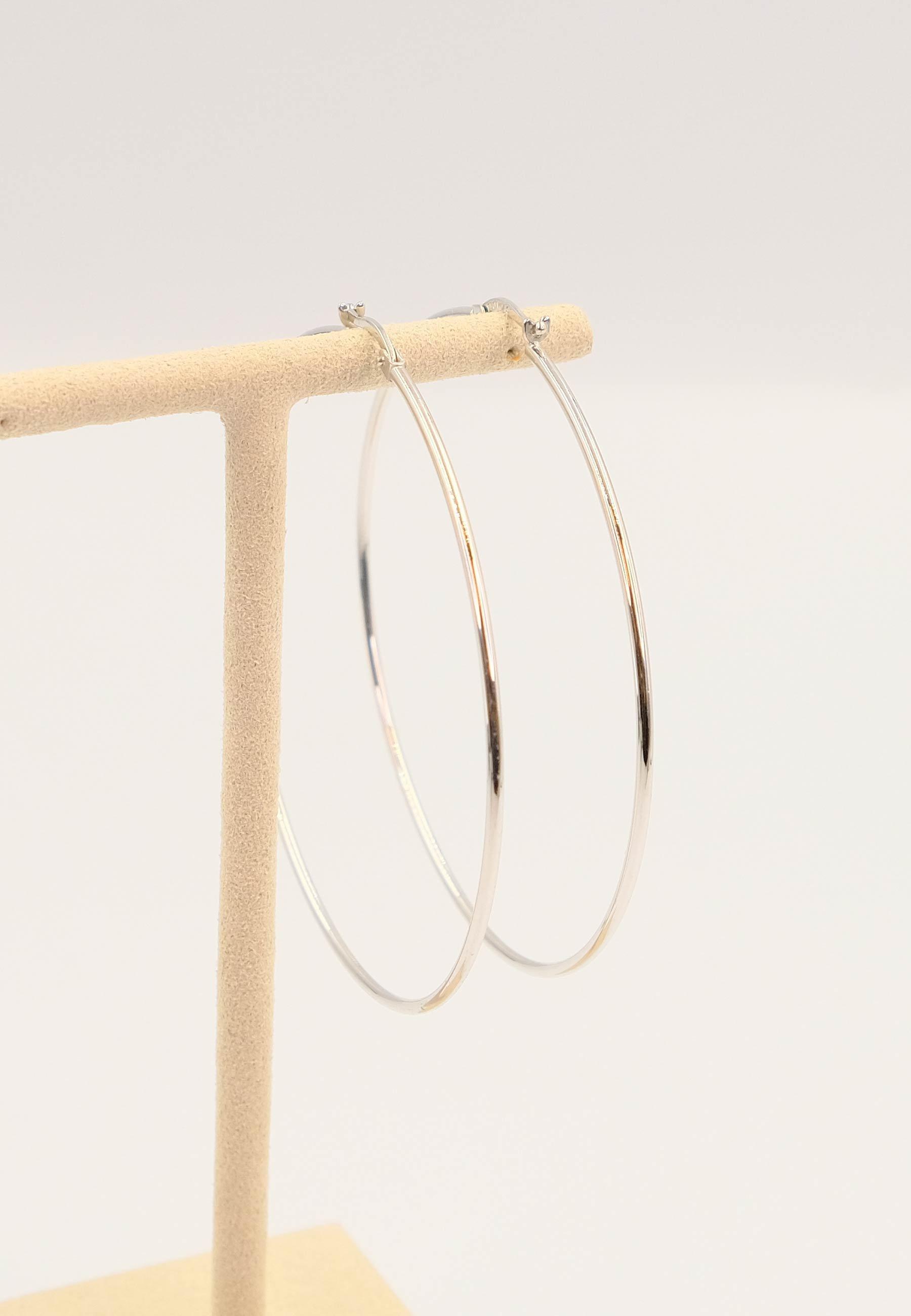 MUAU Schmuck Creolen Weissgold 750 Runddraht 60mm