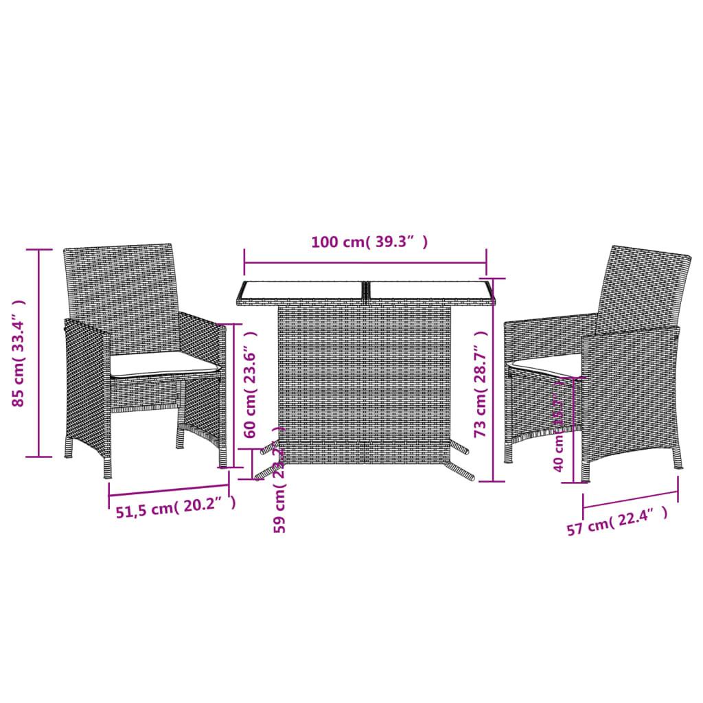 VidaXL Bistro set poly-rattan