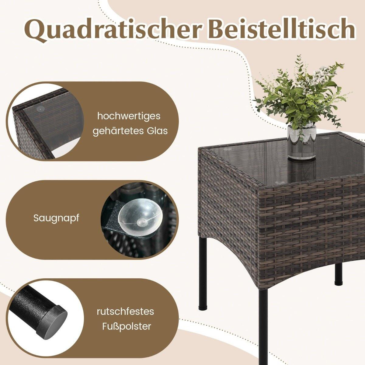 Northix 3tlg. Rattansessel Set mit Glas Beistelltisch & Kissen Gesprächsset Gartenmöbel Set Terrassenstühle
