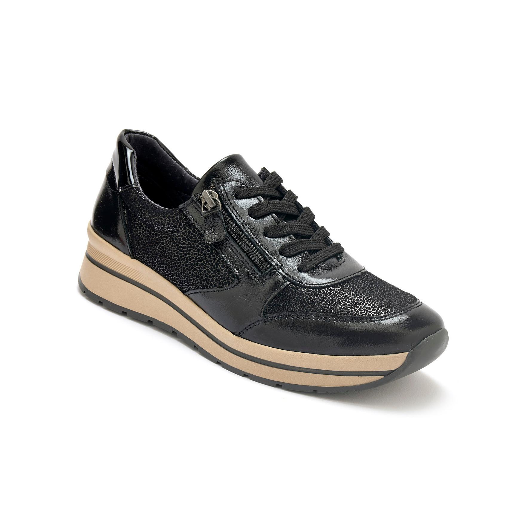Pédiconfort damen sneakers mit reißverschluss und schnürsenkeln