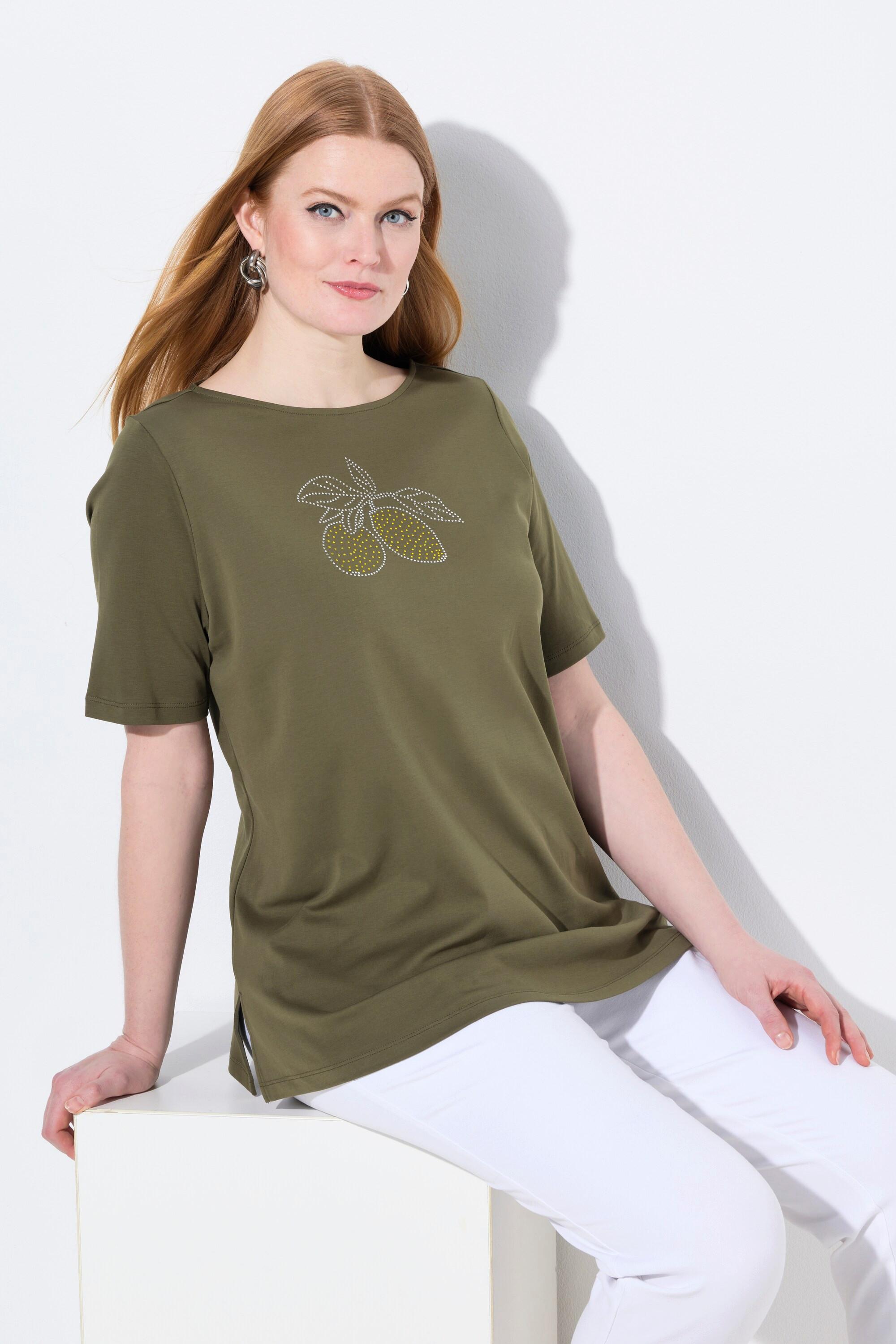 Ulla Popken Zitrone U-Boot-Ausschnitt Halbarm Pima Cotton T-Shirt