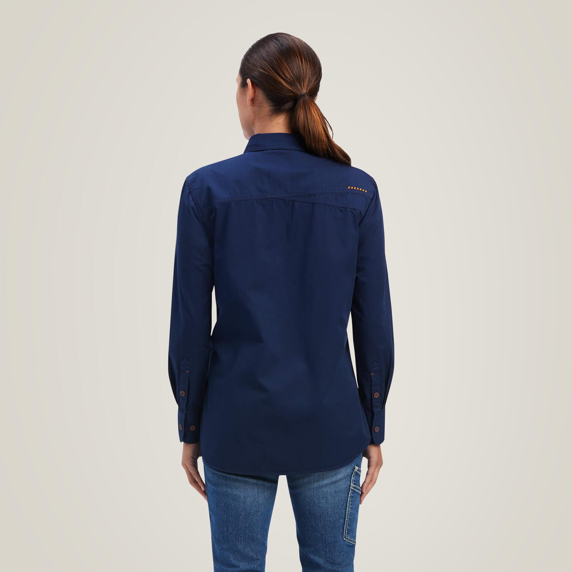 Ariat langarmshirt aus verwaschenem twill, damen rebar