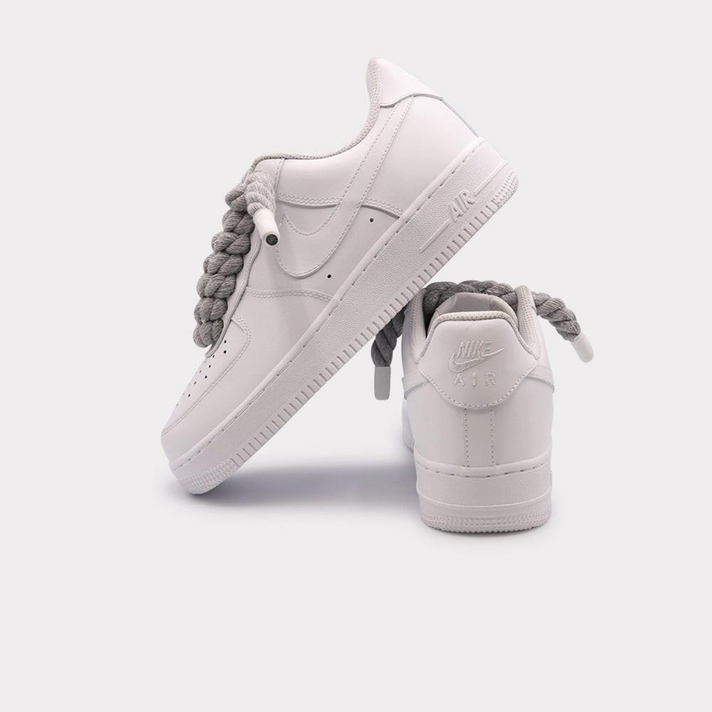 NIKE Air Force 1 White - Rope Lace Grey