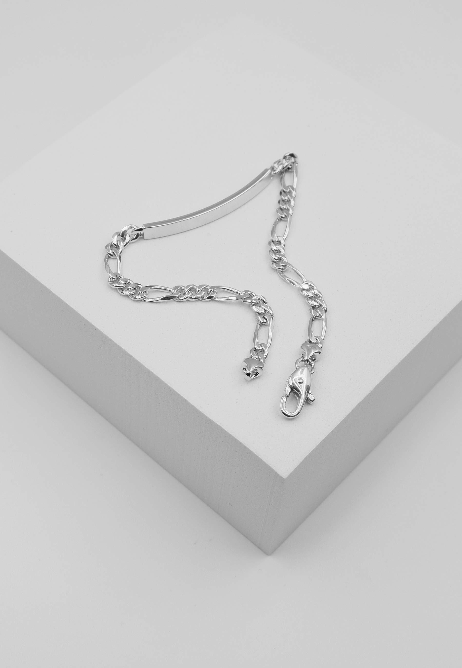 MUAU Schmuck ID-Bracelet Figaro Weissgold 750, 19cm, 4mm