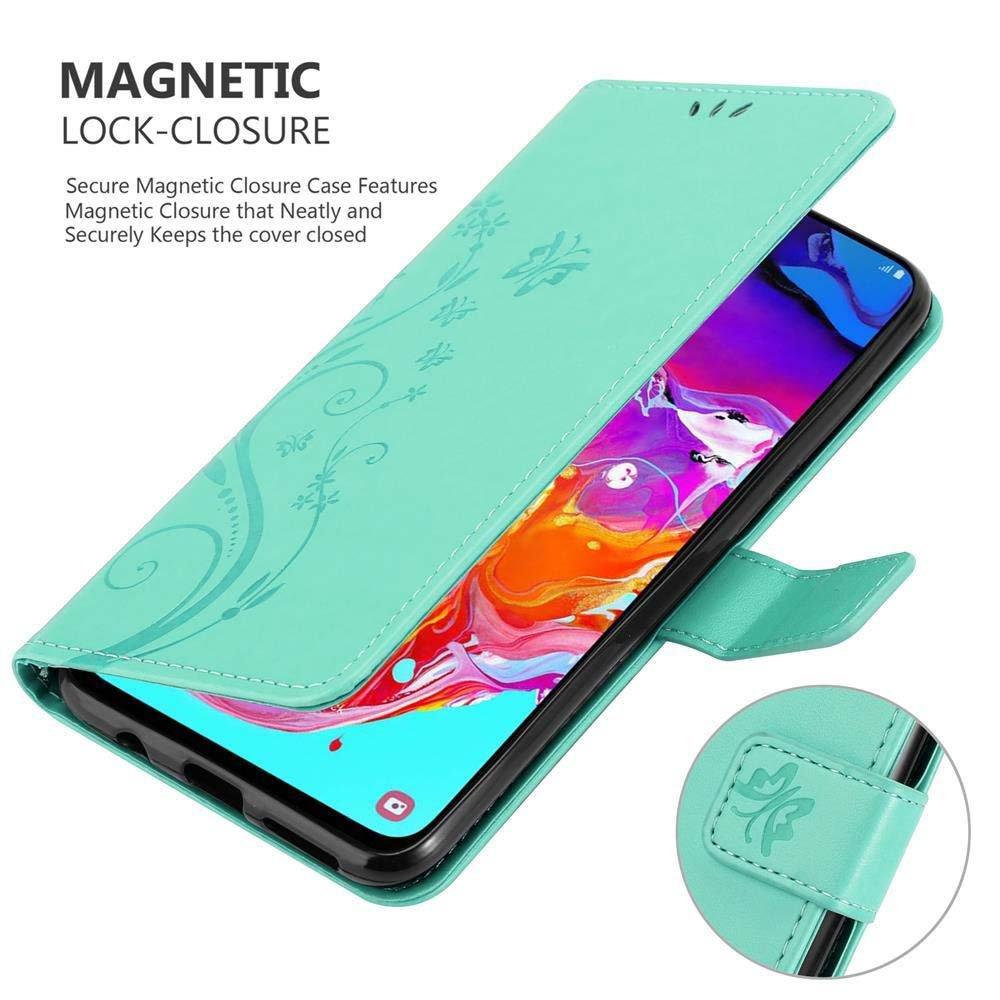 Cadorabo Hülle für Samsung Galaxy A70 A70s Blumen Design Magnetverschluss