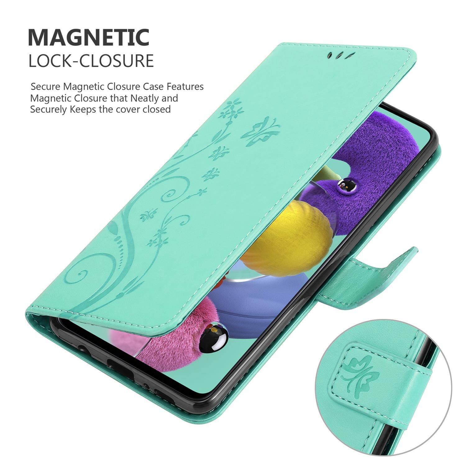 Cadorabo Hülle für Samsung Galaxy A51 5G Blumen Design Magnetverschluss