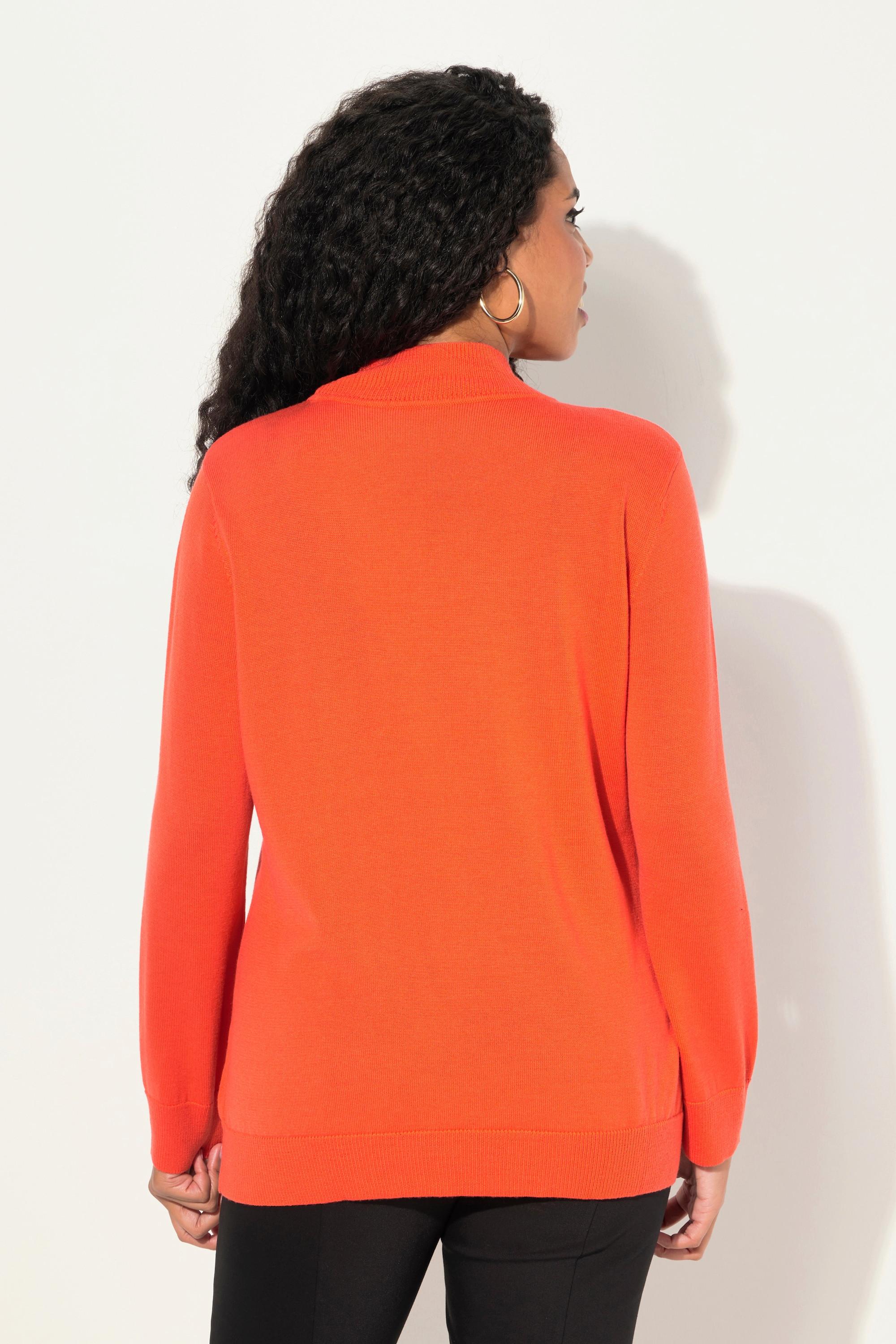 Ulla Popken Pullover, edle Schurwoll-Seidenmischung, Stehkragen, Langarm