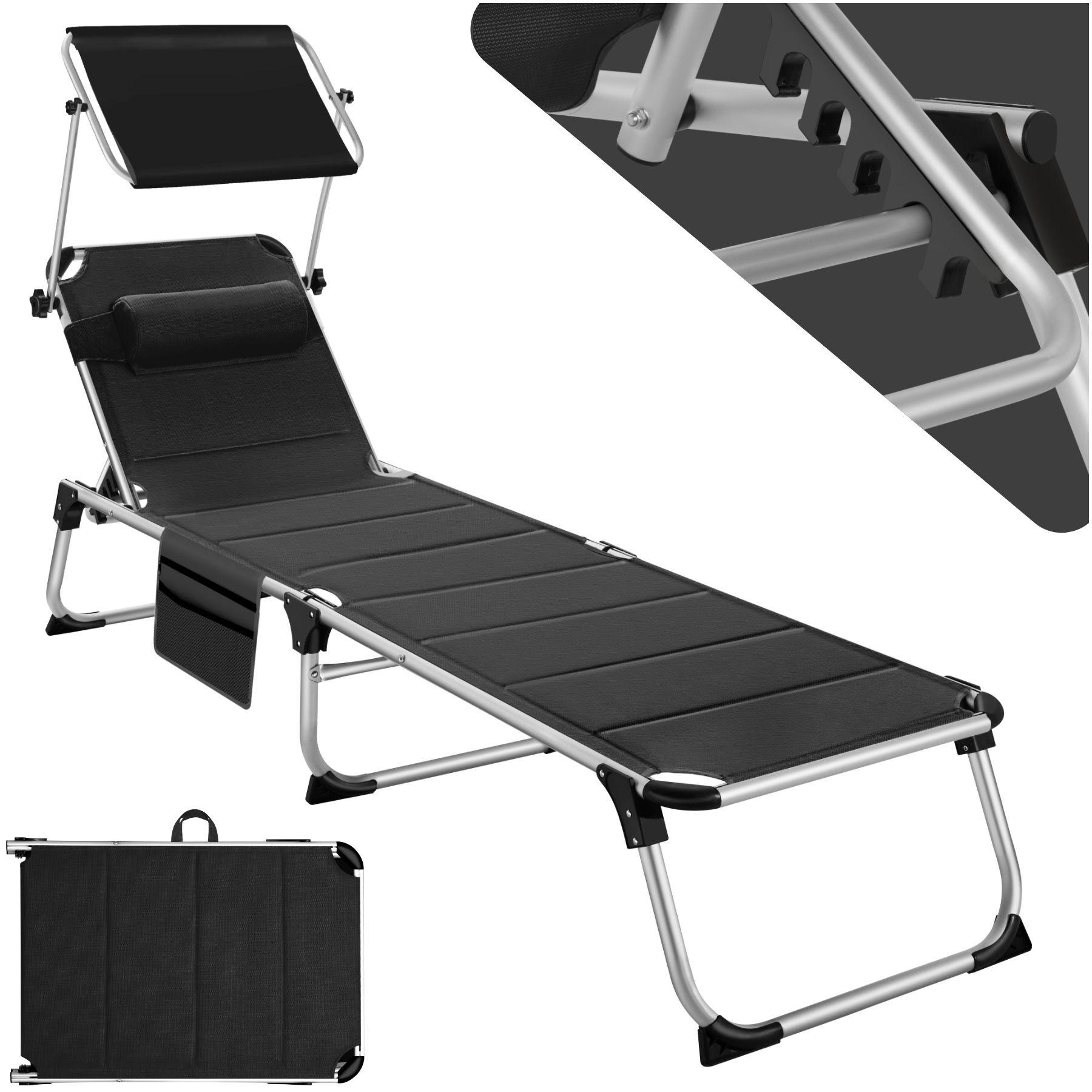 Tectake Sonnenliege mit Aluminiumgestell, stufenlos verstellbares Sonnendach