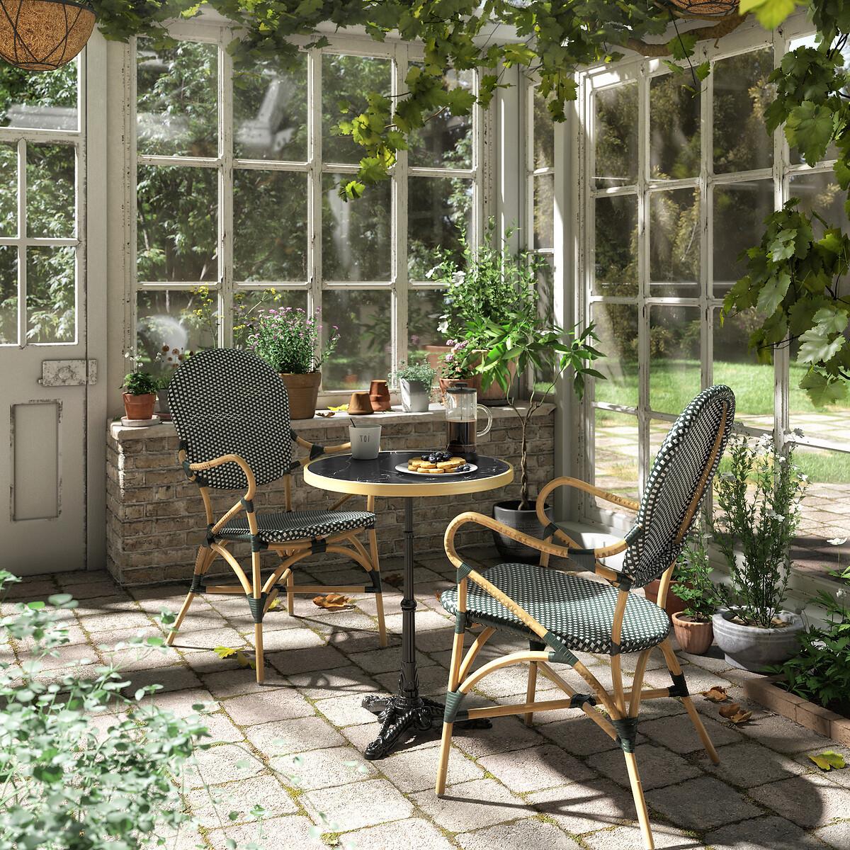 La Redoute Intérieurs Gusseiserner Gartentisch mit Marmorplatte Bistro