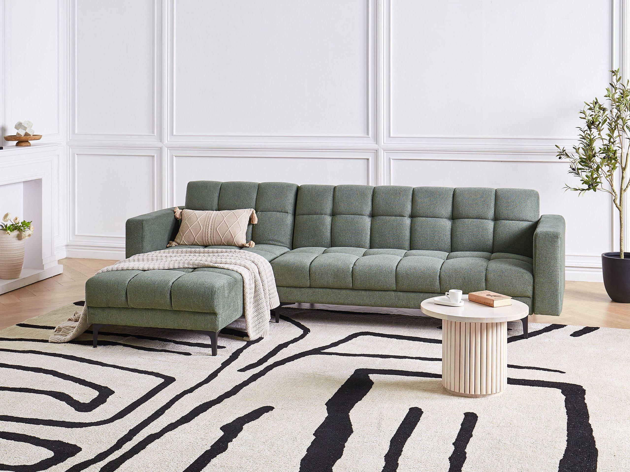 Beliani Rechtsseitiges Ecksofa aus Polyester Minimalistisch ALNES