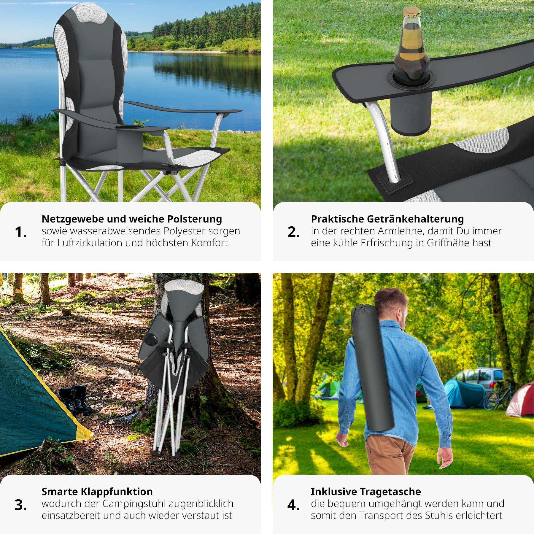 Tectake Campingstuhl mit Polsterung