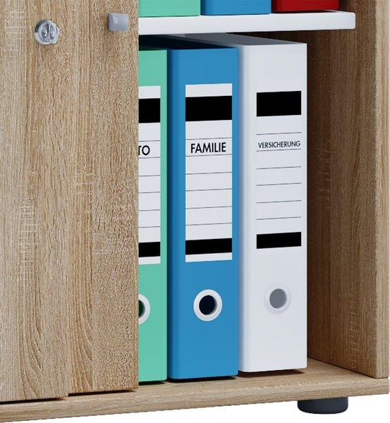 VCM Büroschrank mit 2 Fächern | moderner Aktenschrank mit Schiebetüren | Maße ca. B. 70 x H. 73 x T. 37 cm – Lona 2-Fach