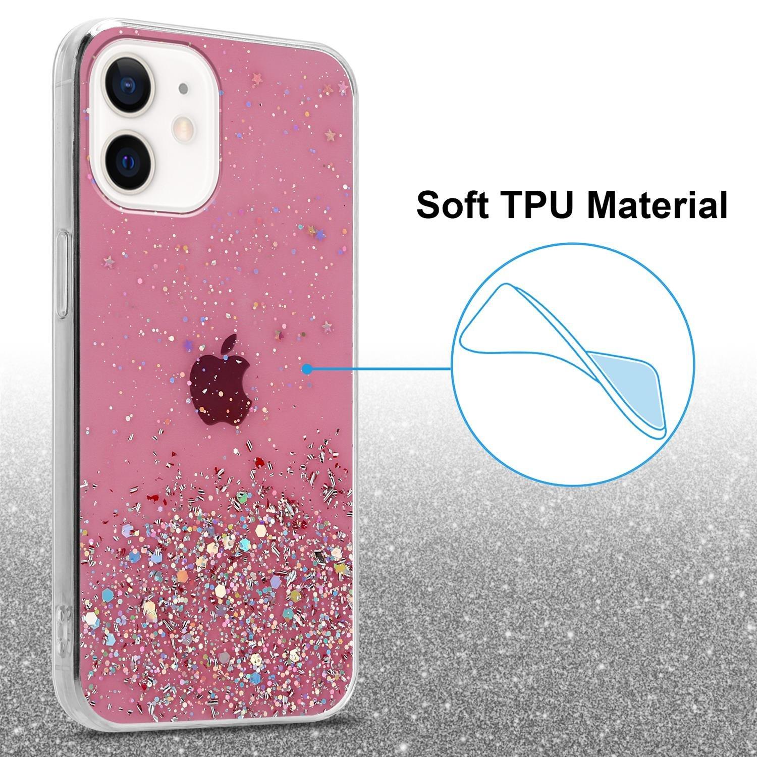Cadorabo Hülle für Apple iPhone 12 MINI TPU Silikon mit funkelnden Glitter