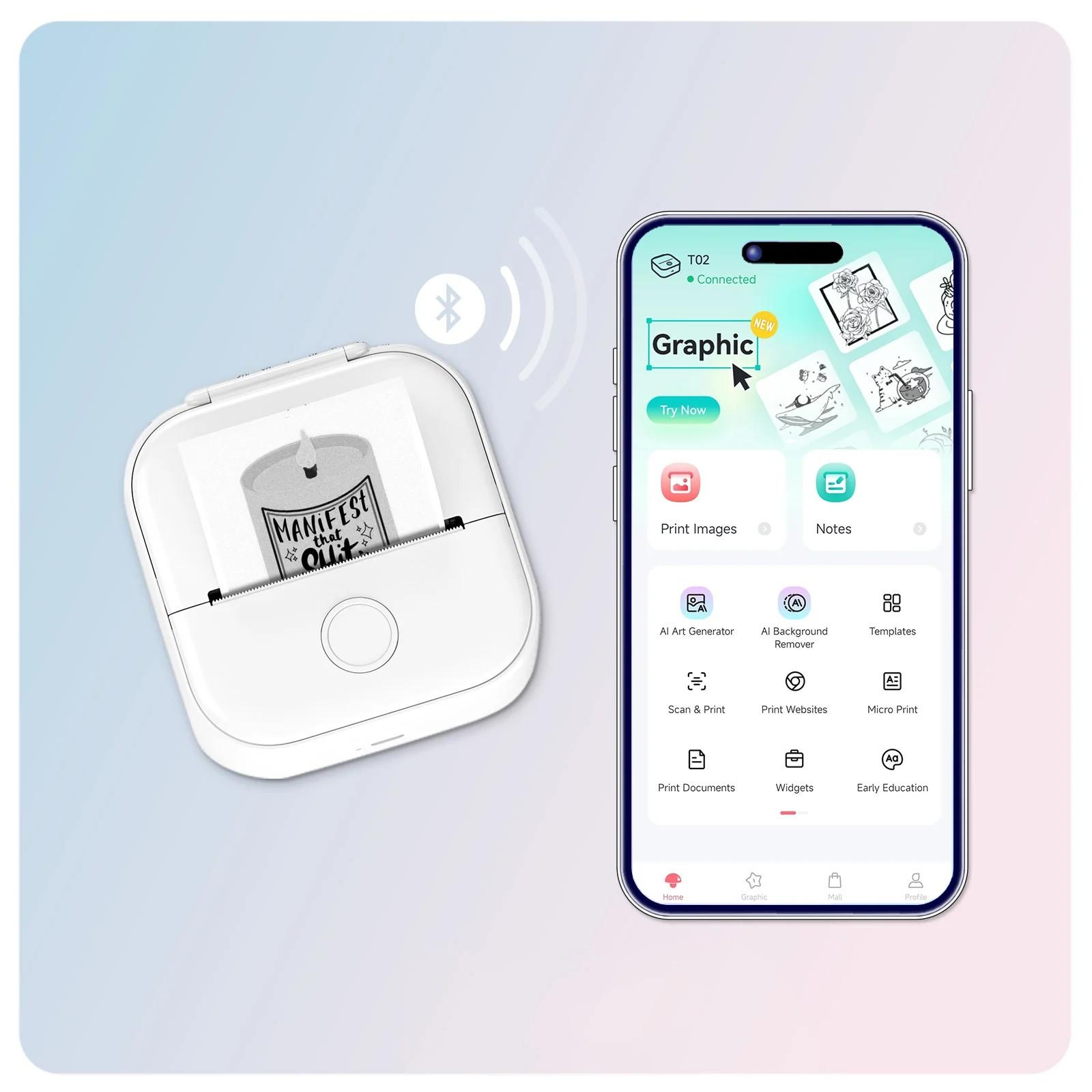 Phomemo T02 Tintenloser Mini-Drucker