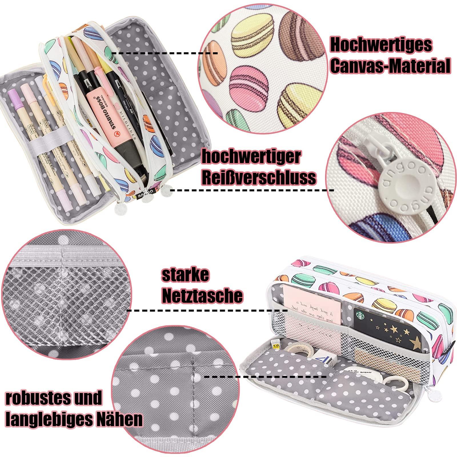 Only-bags.store Federmäppchen mit 3 Fächern Großes Fassungsvermögen Federmäppchen Federmäppchen für Schule & Büro