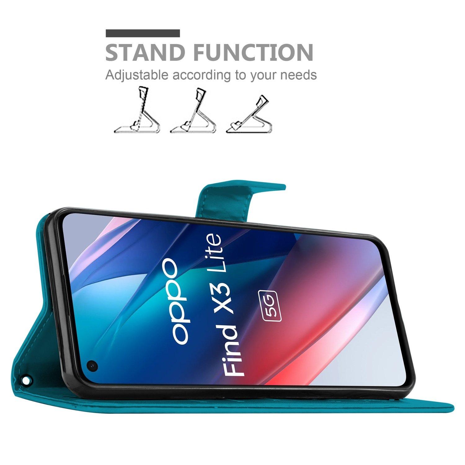 Cadorabo Hülle für Oppo FIND X3 LITE Blumen Design Magnetverschluss