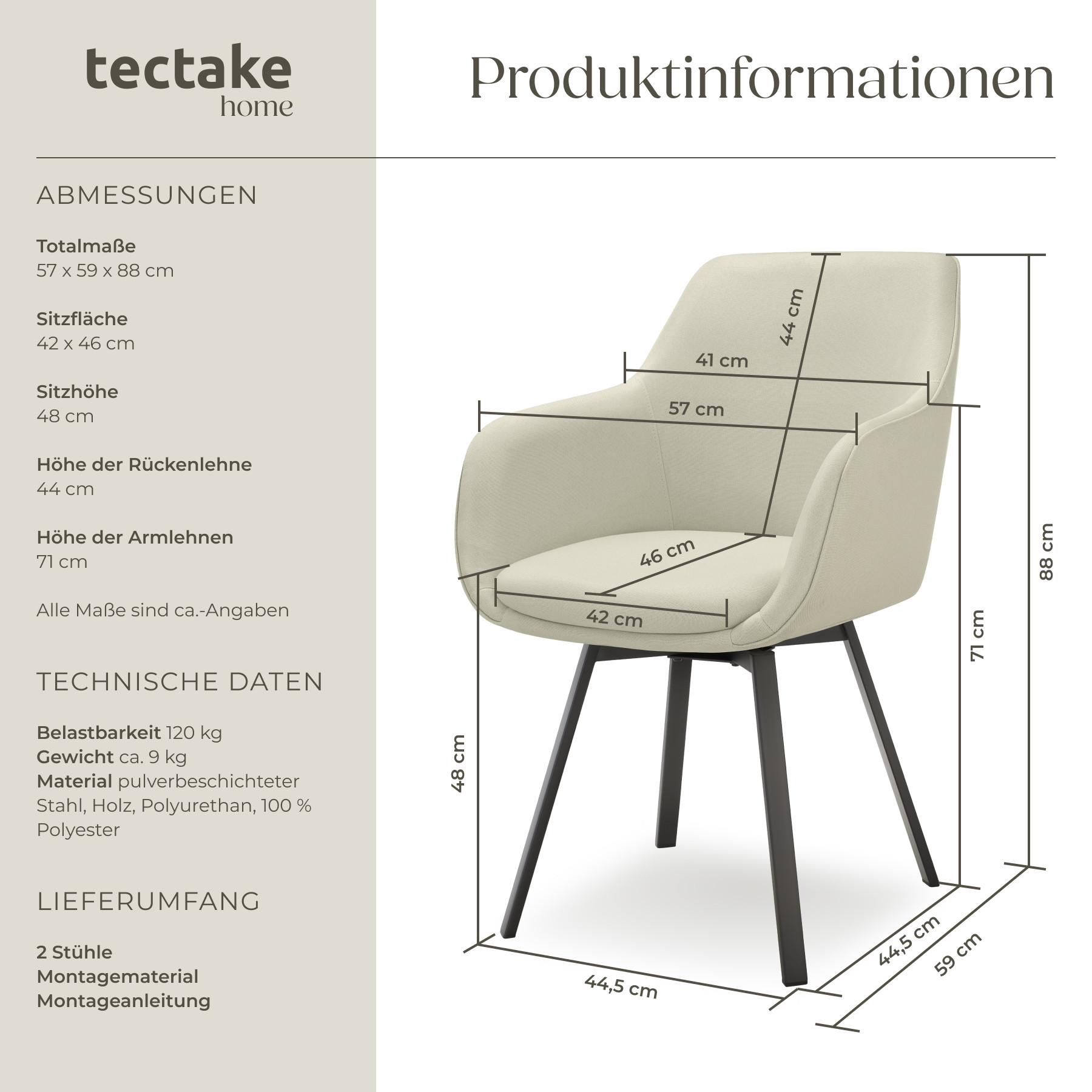 Tectake Drehbarer Armlehnstuhl Alicon, gepolstert
