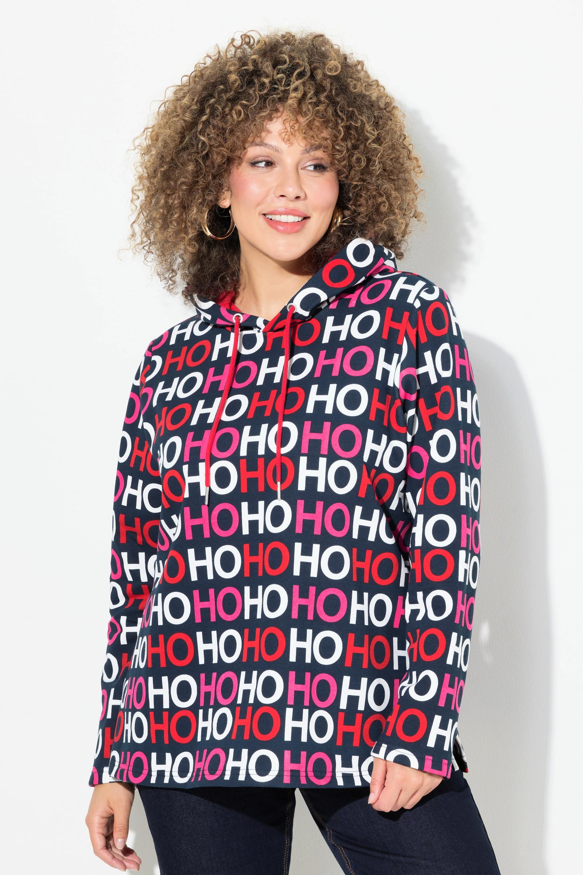 Ulla Popken Hoodie, Ho Ho Ho, Classic, Kapuze, Langarm