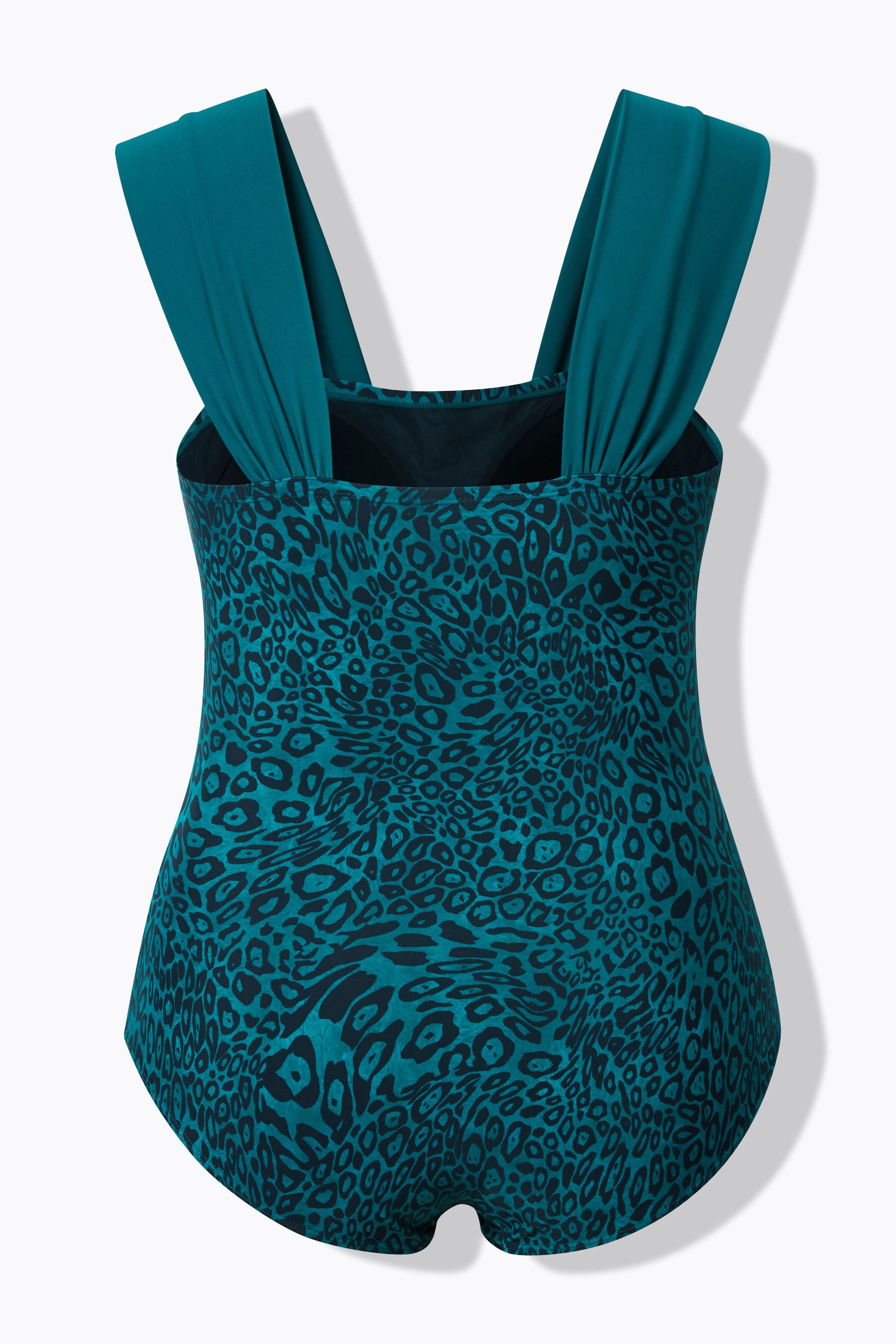 Ulla Popken Badeanzug, Leomuster, Softcups, breite Träger