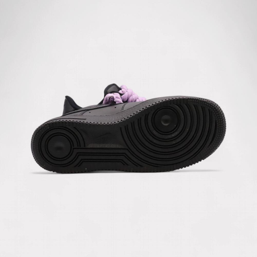 NIKE Air Force 1 Black - Rope Lace Light Violet