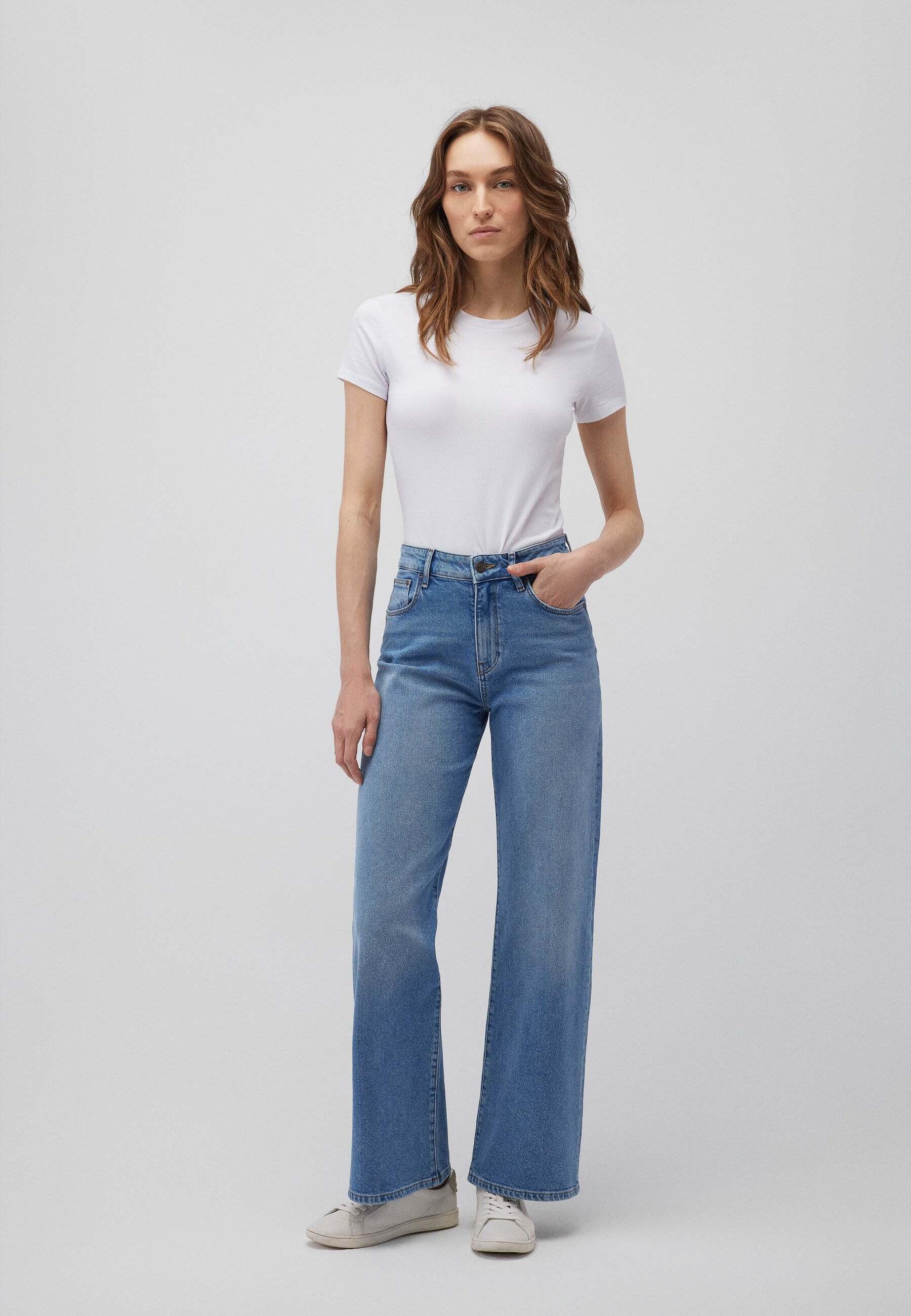 Mavi Malibu Mid Indigo Brushed 90s High Rise Loose Wide Leg Jeans