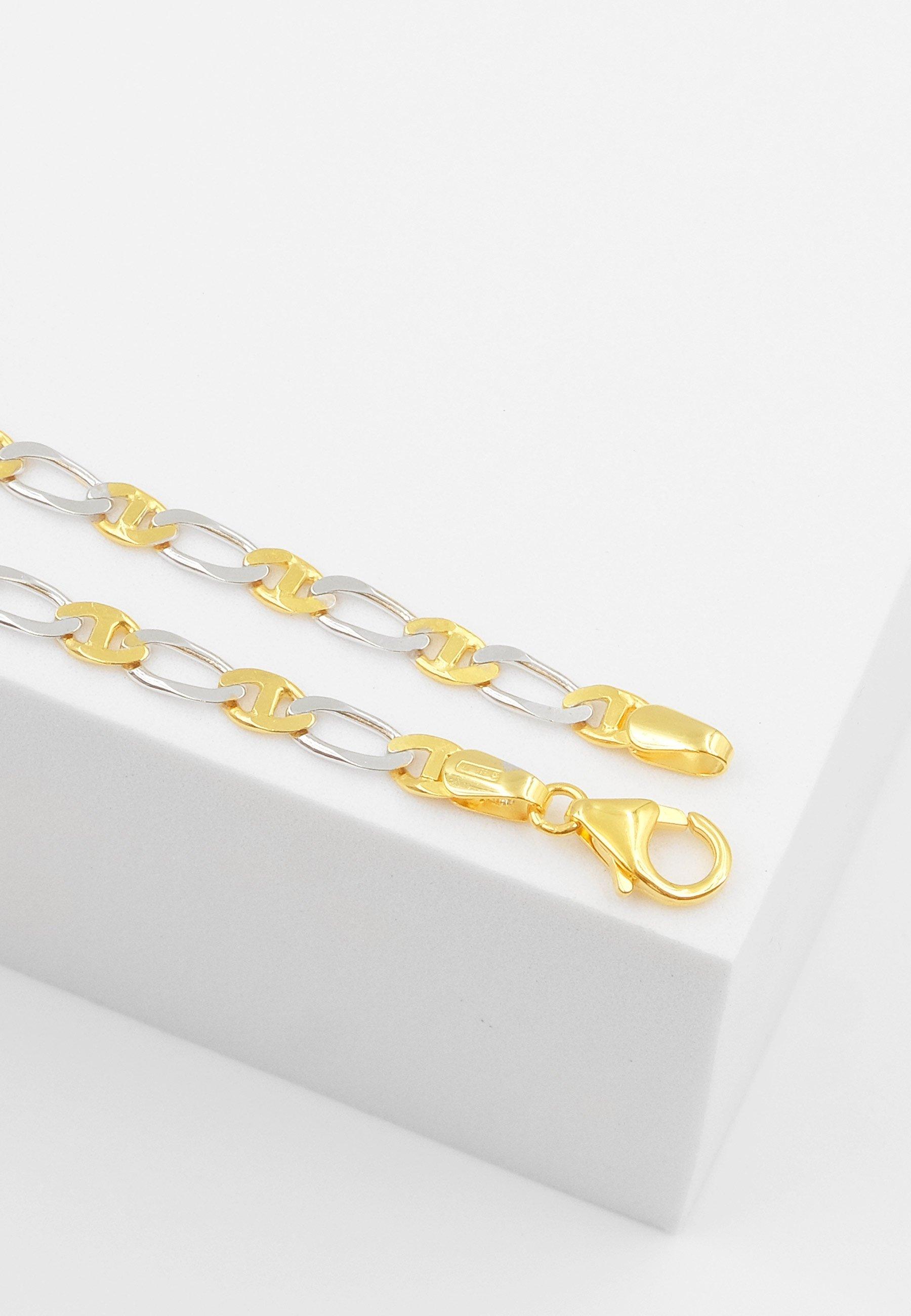 MUAU Schmuck Collier Fantasie Bicolor Gelbgold-/Weissgold 750, 3.9mm, 50cm
