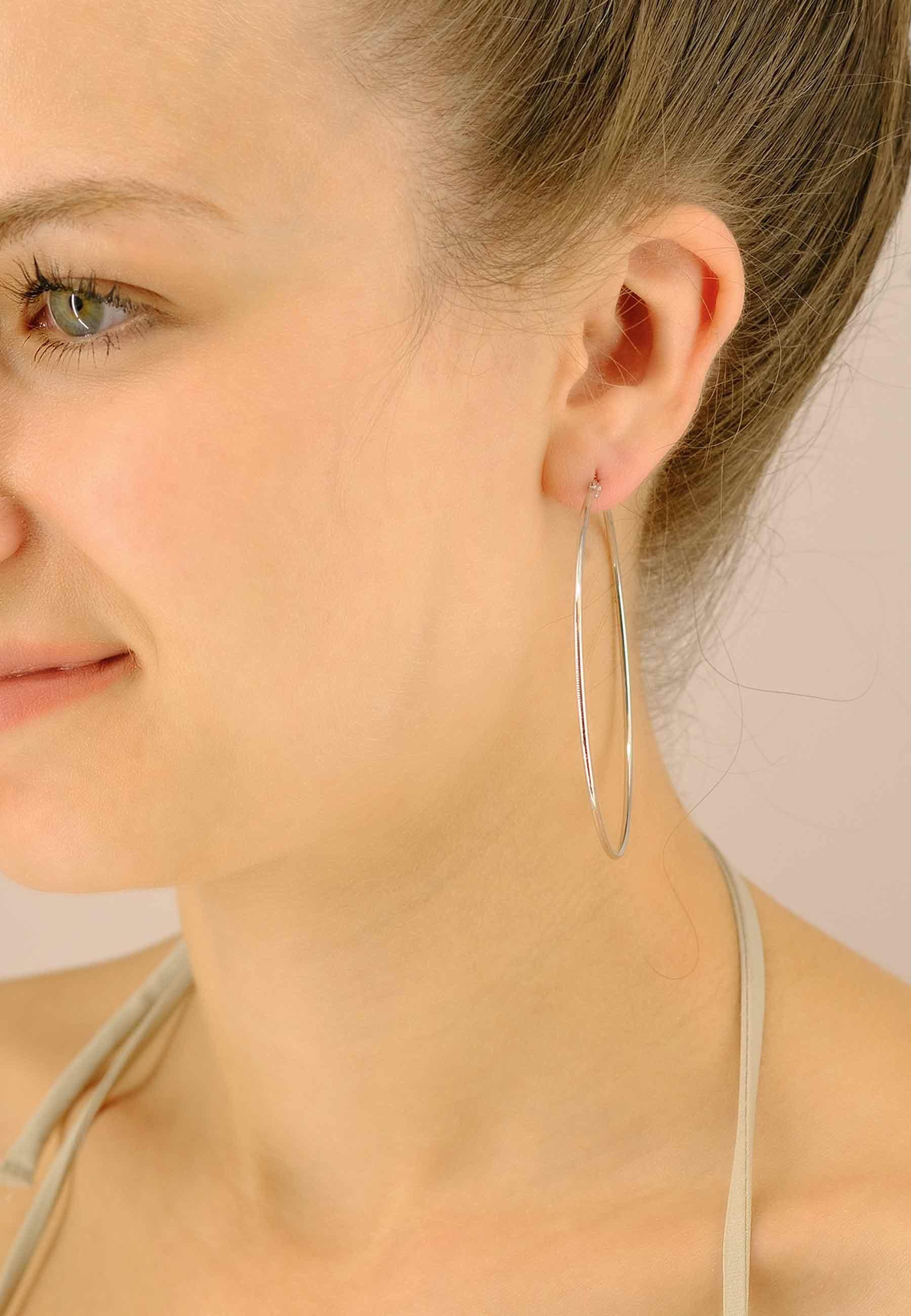 MUAU Schmuck Creolen Weissgold 750 Runddraht 60mm