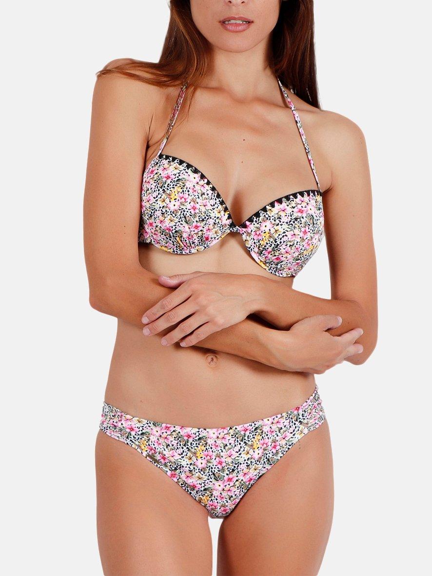 Admas 2-teiliges Bikini-Set push-up rückenfrei Skin Pink FLowers