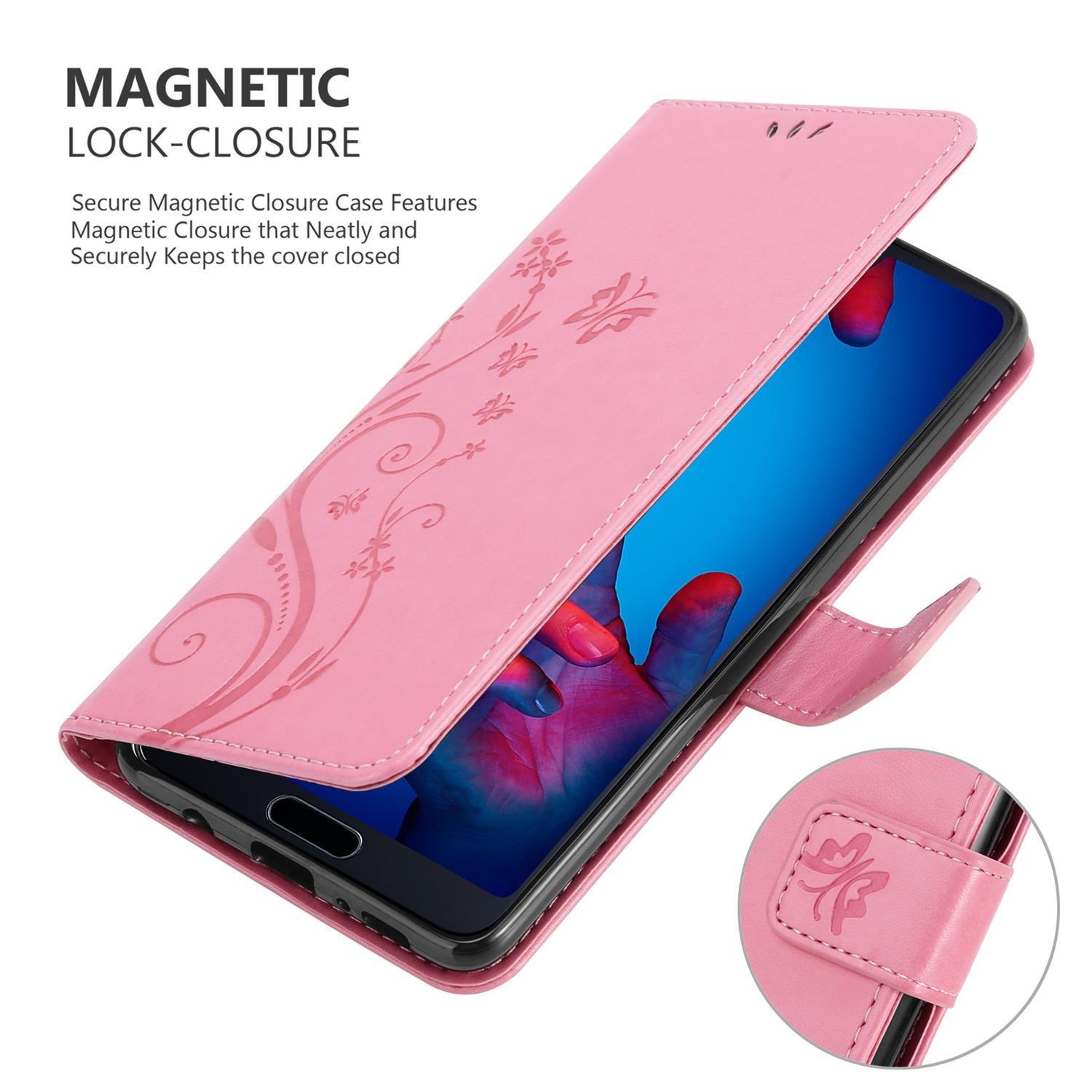 Cadorabo Hülle für Huawei P20 Blumen Design Magnetverschluss