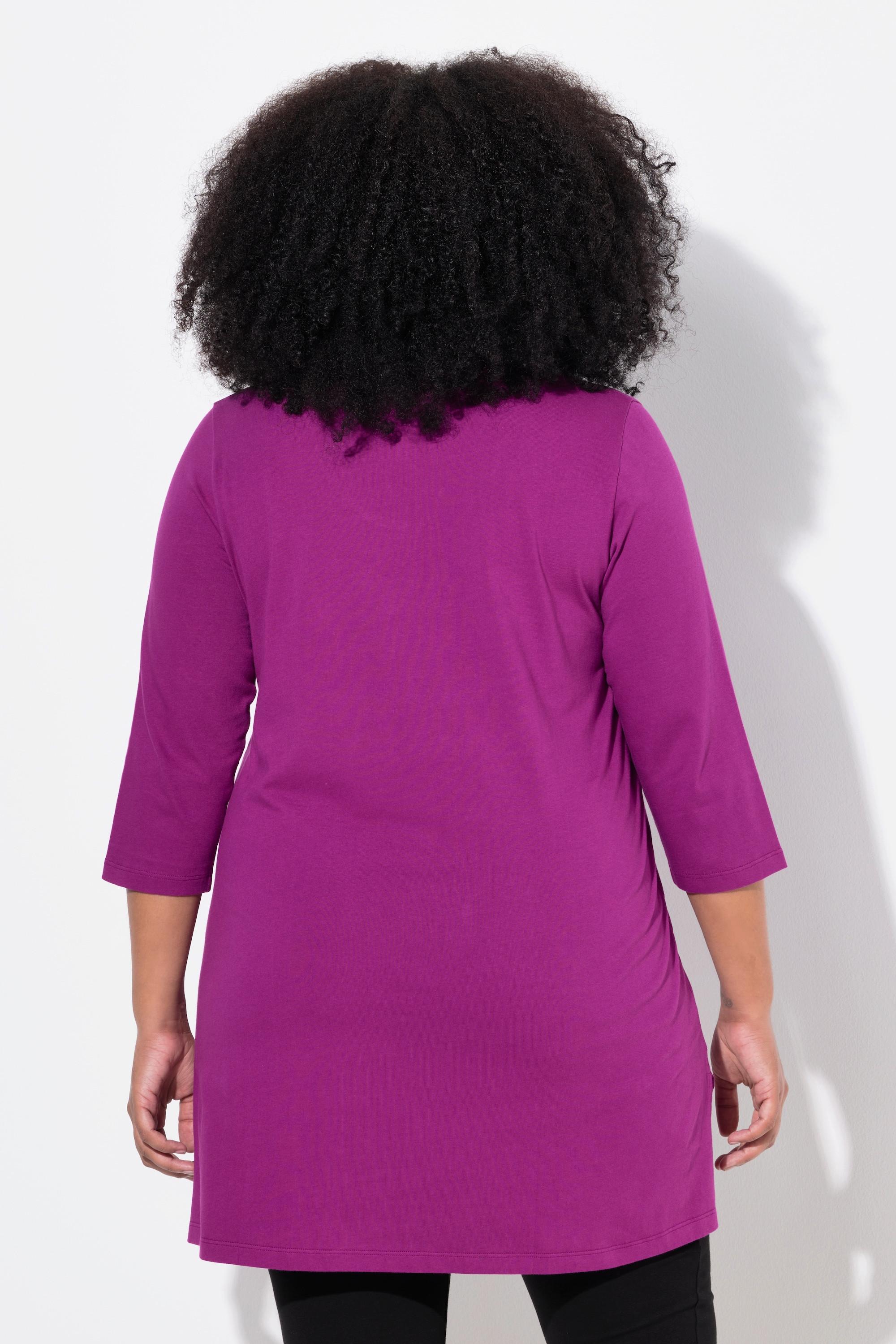 Ulla Popken Longshirt A-Linie Rundhalsausschnitt 3/4-Arm