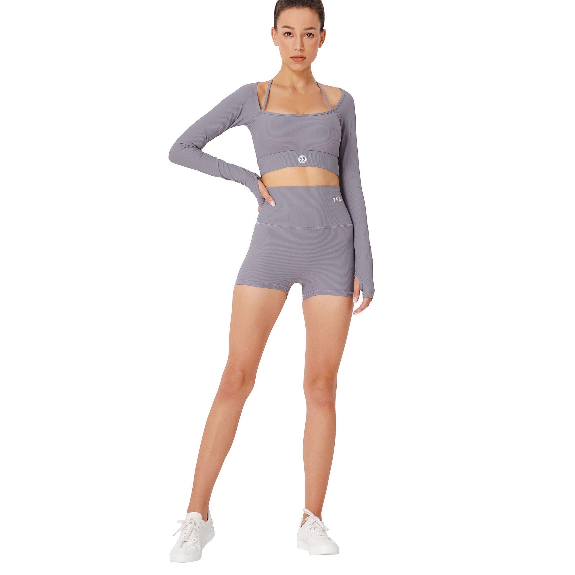 YEAZ CLUB LEVEL SET Long Top + Shorts - Shadow Grey