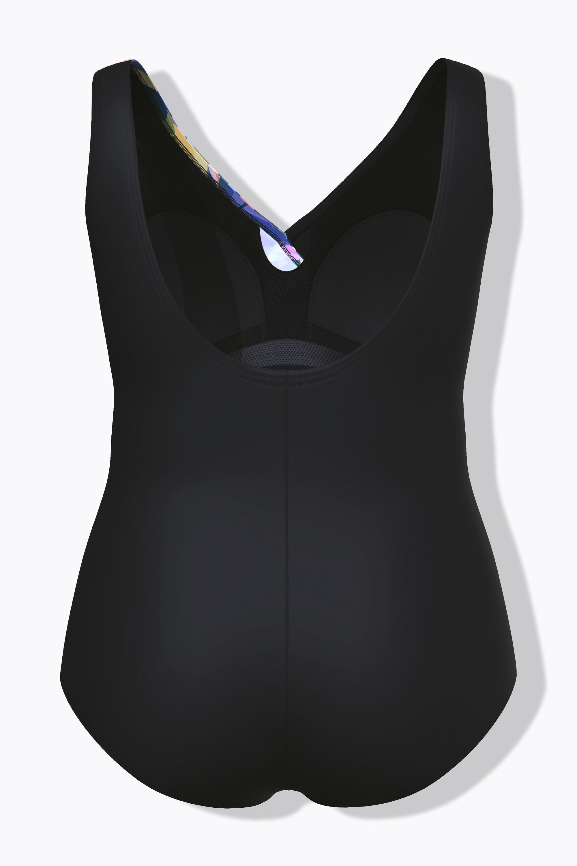 Ulla Popken Badeanzug, Blätter, drapiert, Softschalen, recycelt