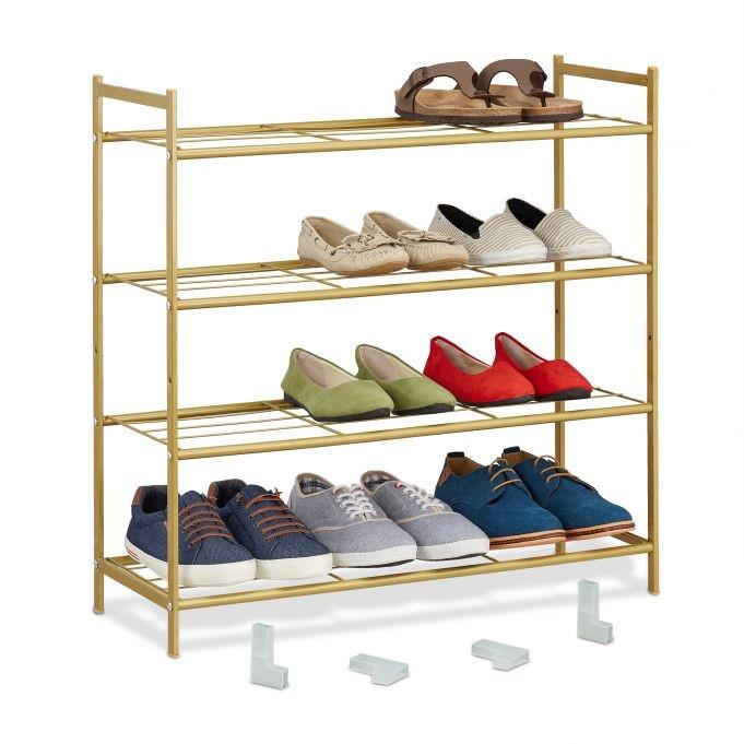 B2X Stapelbares Schuhregal mit 4 Ablagen