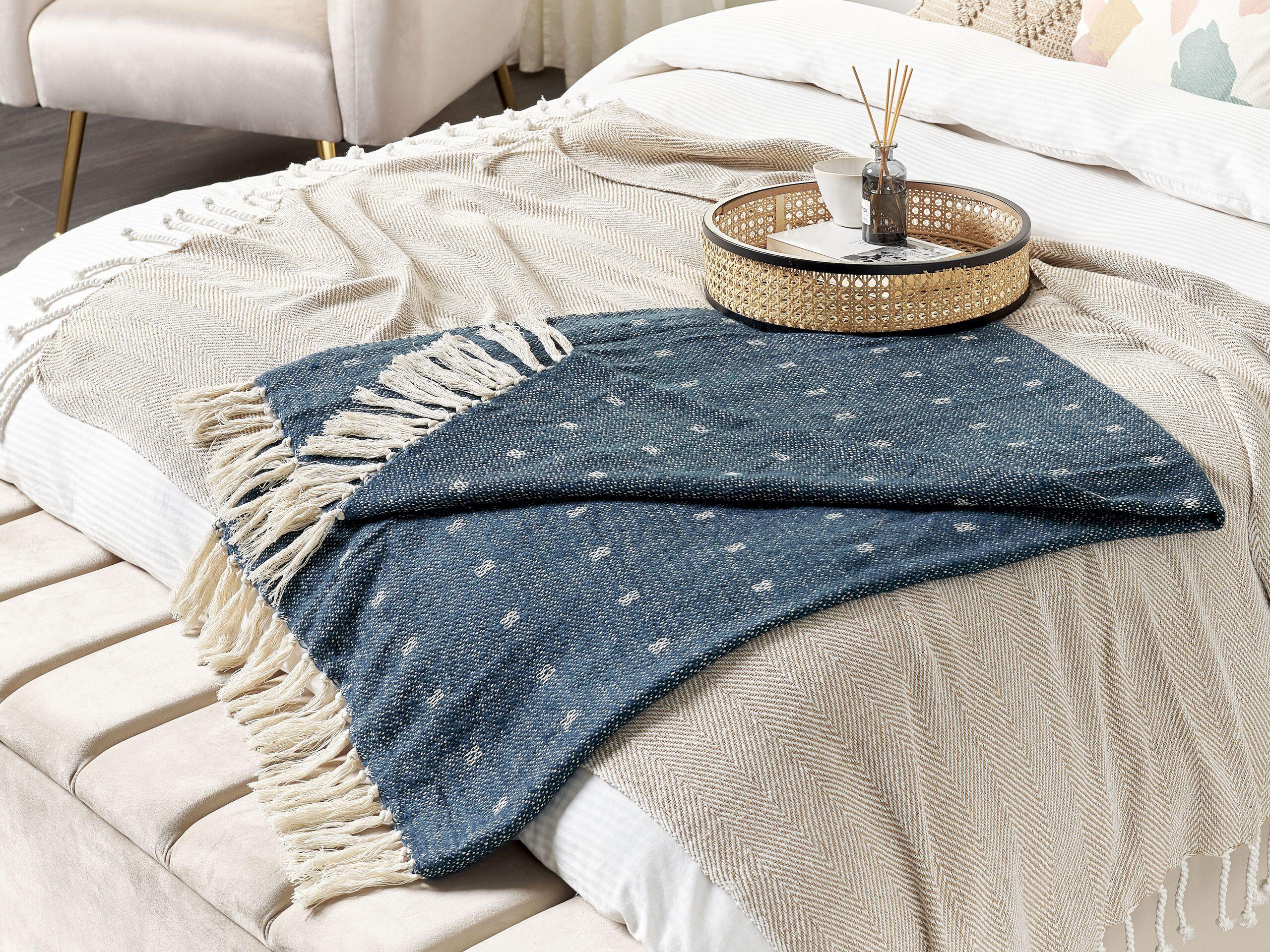 Beliani Kuscheldecke aus Baumwolle Klassisch TAARI