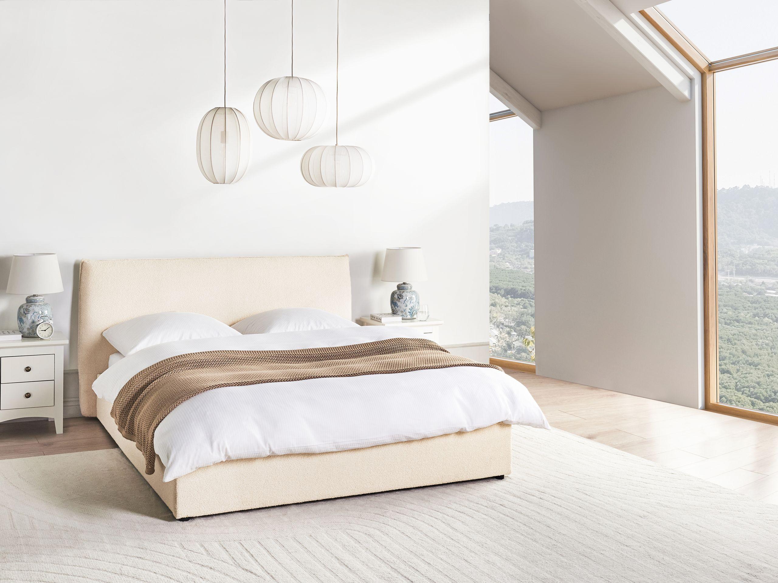 Beliani Bett mit Stauraum aus Bouclé Klassisch LAVAUR