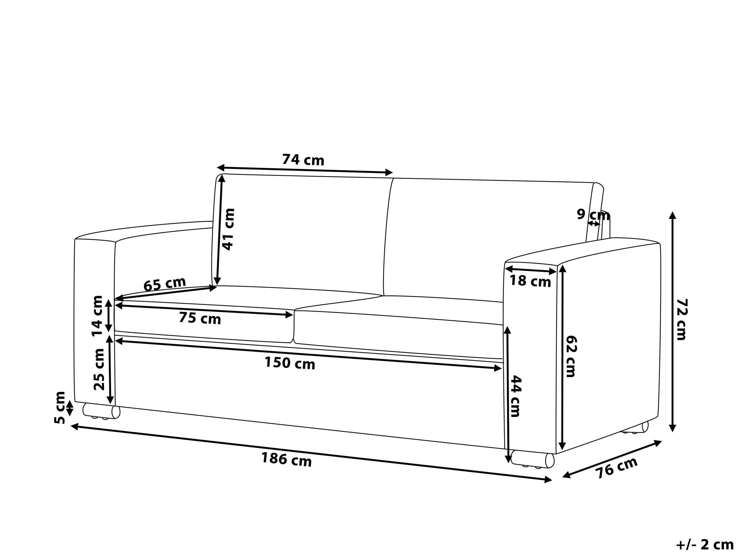 Beliani 3 Sitzer Sofa aus Spaltleder Industriell HELSINKI