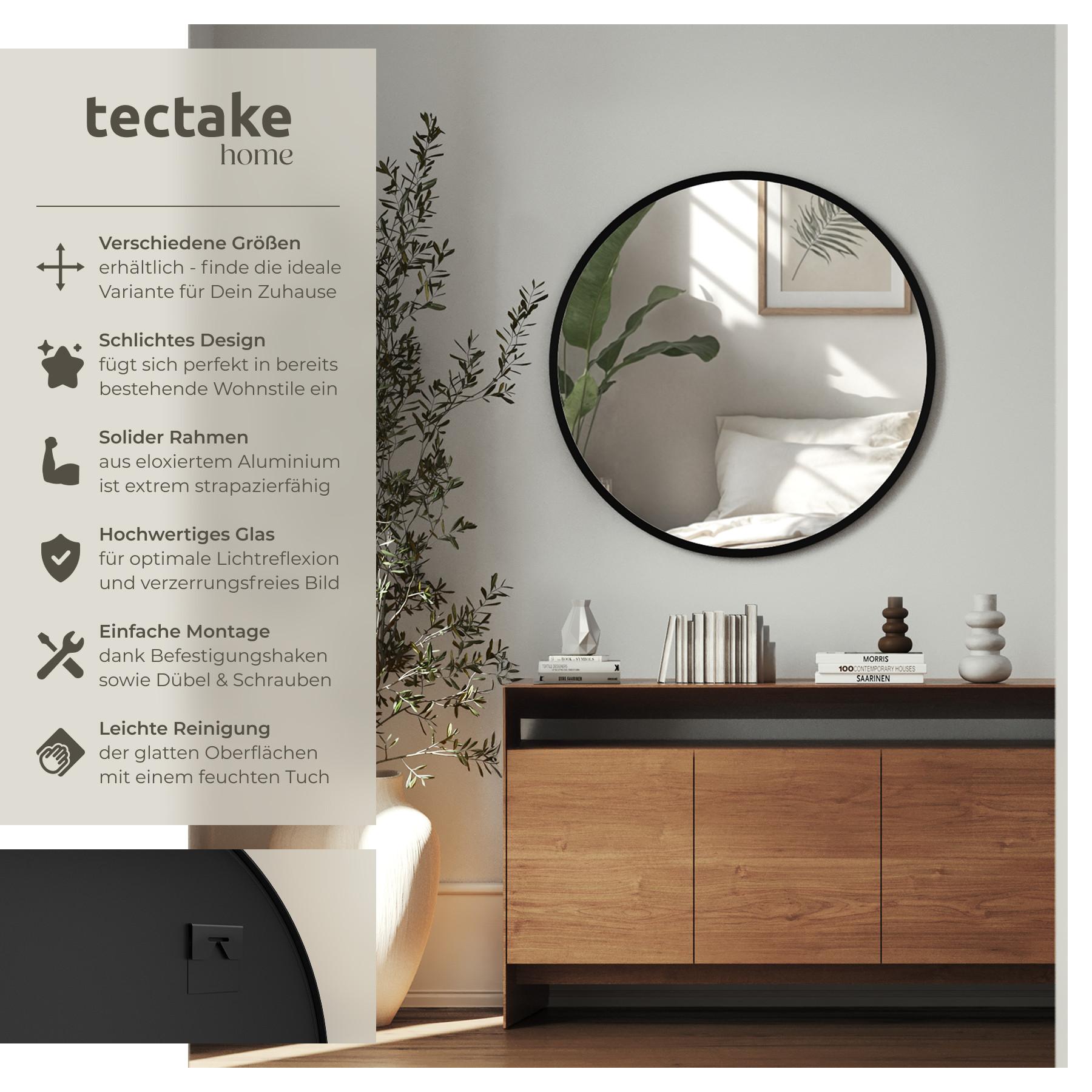Tectake Runder Wandspiegel Fiona mit Aluminiumrahmen
