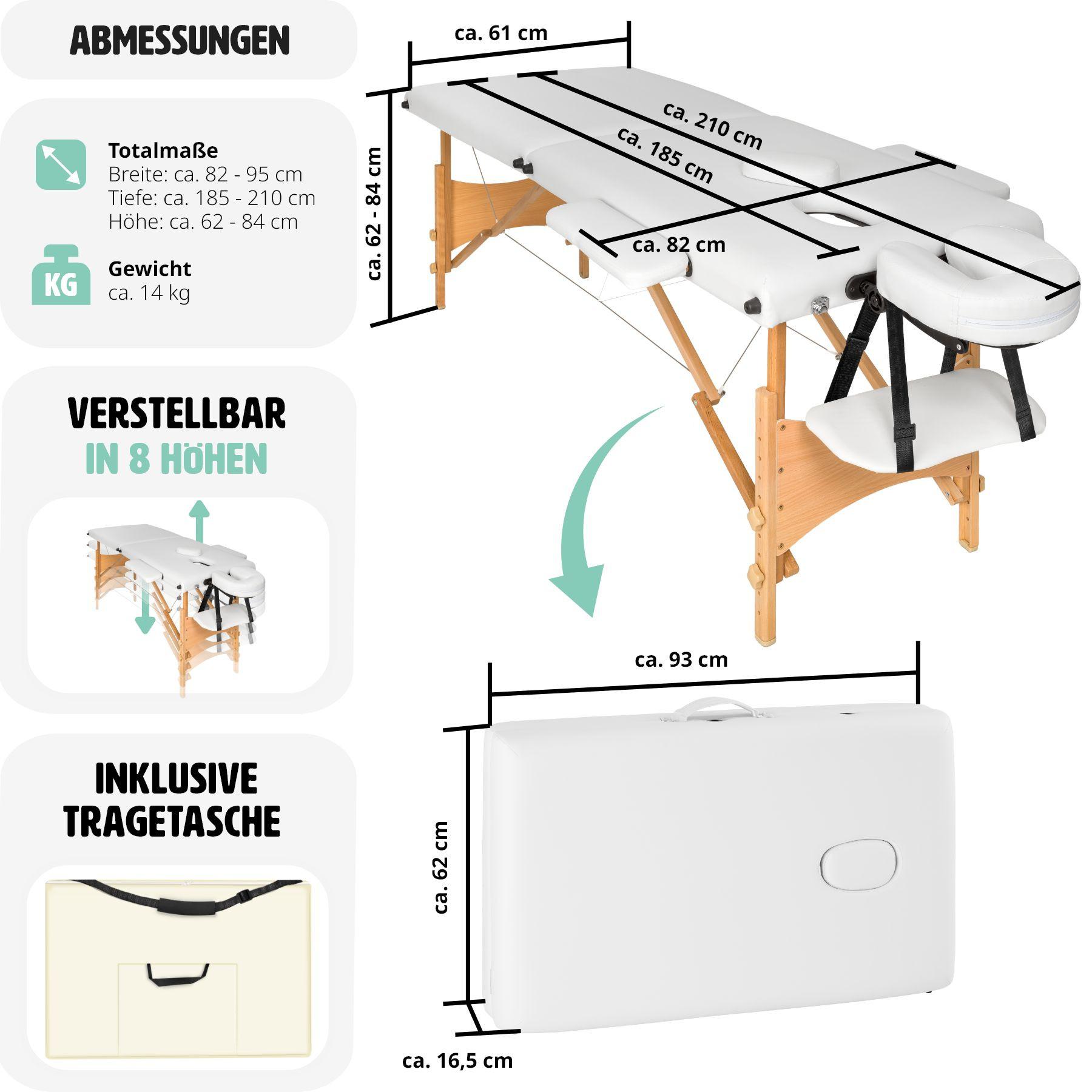 Tectake 2 Zonen Massageliege mit 5cm Polsterung und Holzgestell