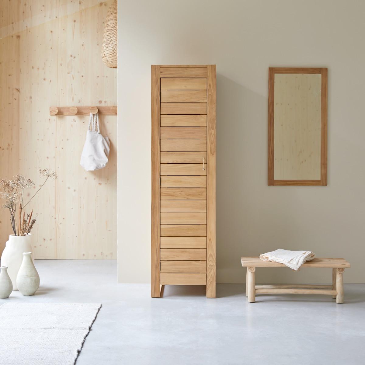 Tikamoon Schmaler Esszimmerschrank aus massivem Teakholz Minimalys