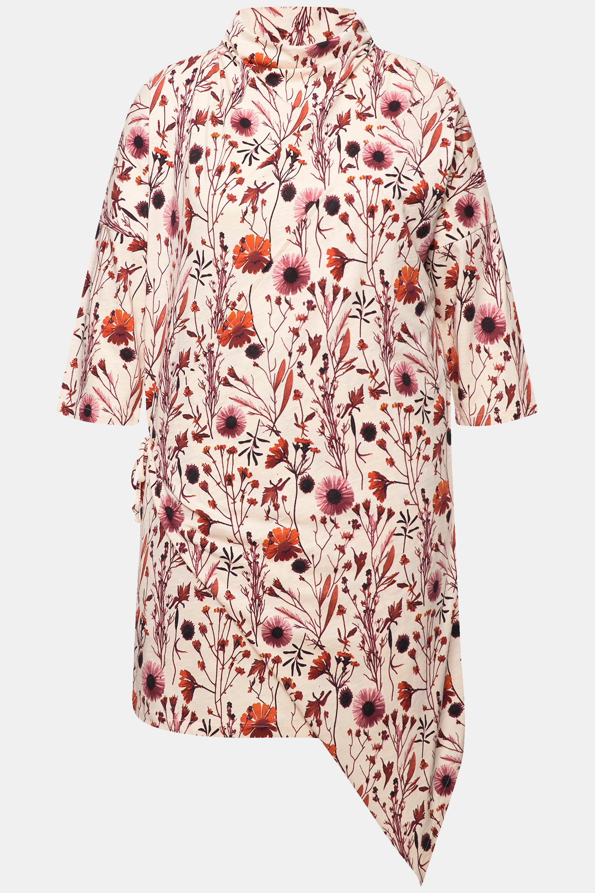 Ulla Popken Longshirt Wickeloptik Schalkragen 3/4-Arm