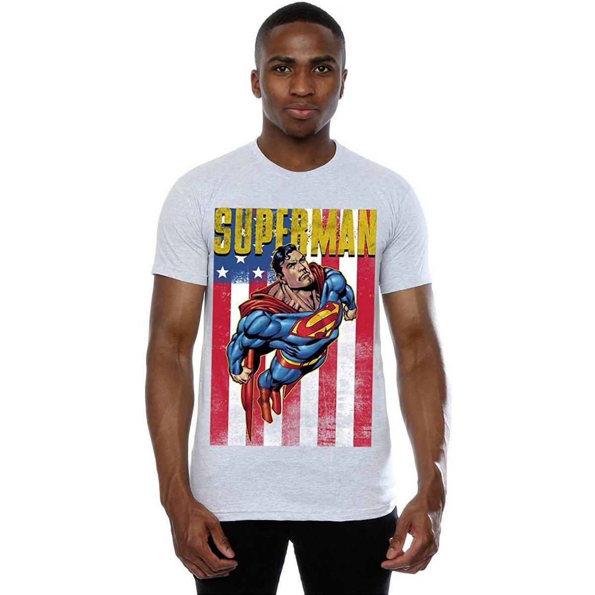 SUPERMAN Amerikanische Flagge Grafikdruck T-Shirt