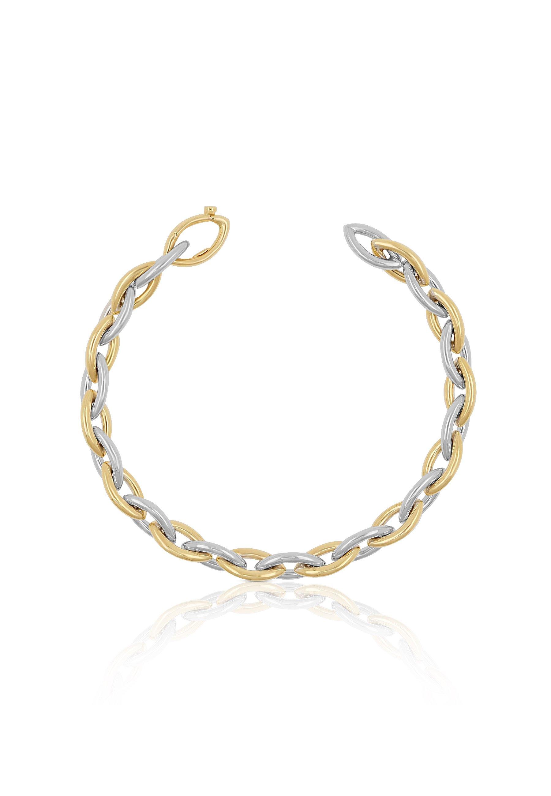 MUAU Schmuck Bracelet Navette Bicolor Gelb-/Weissgold 750. 20cm, 7mm
