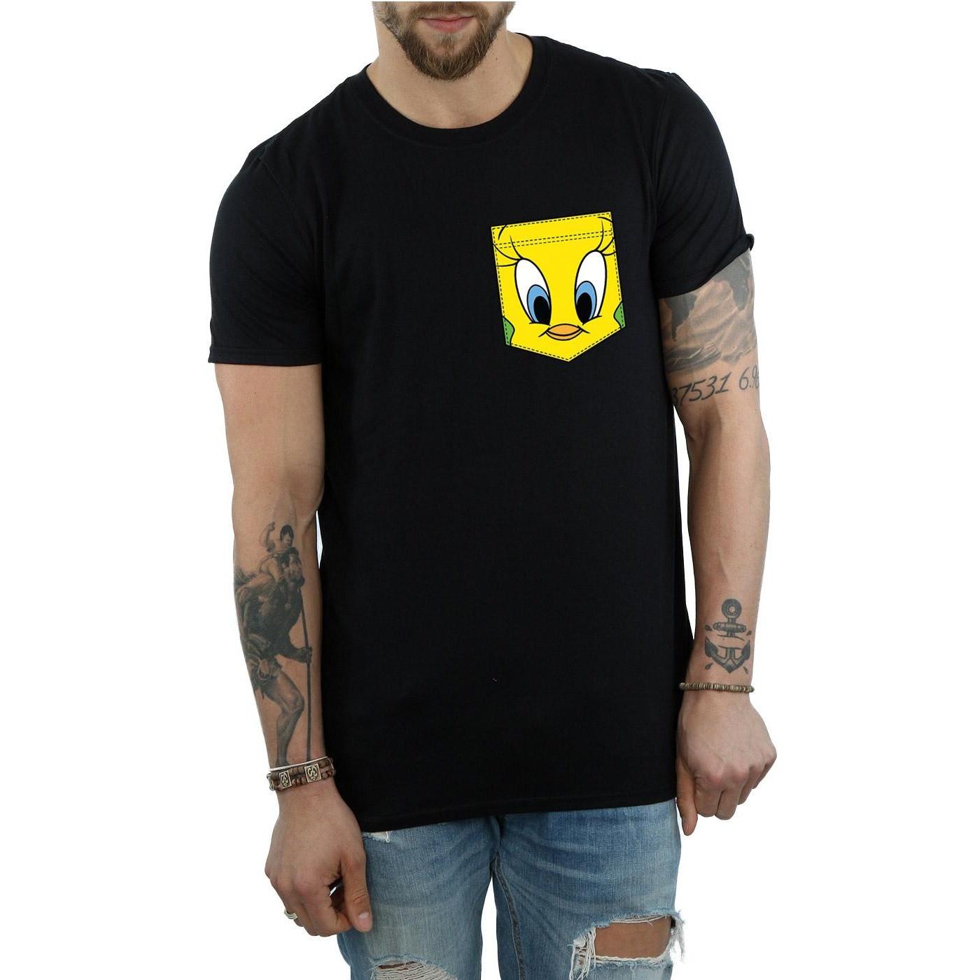 LOONEY TUNES Tweety Pie Face Faux Pocket T-Shirt