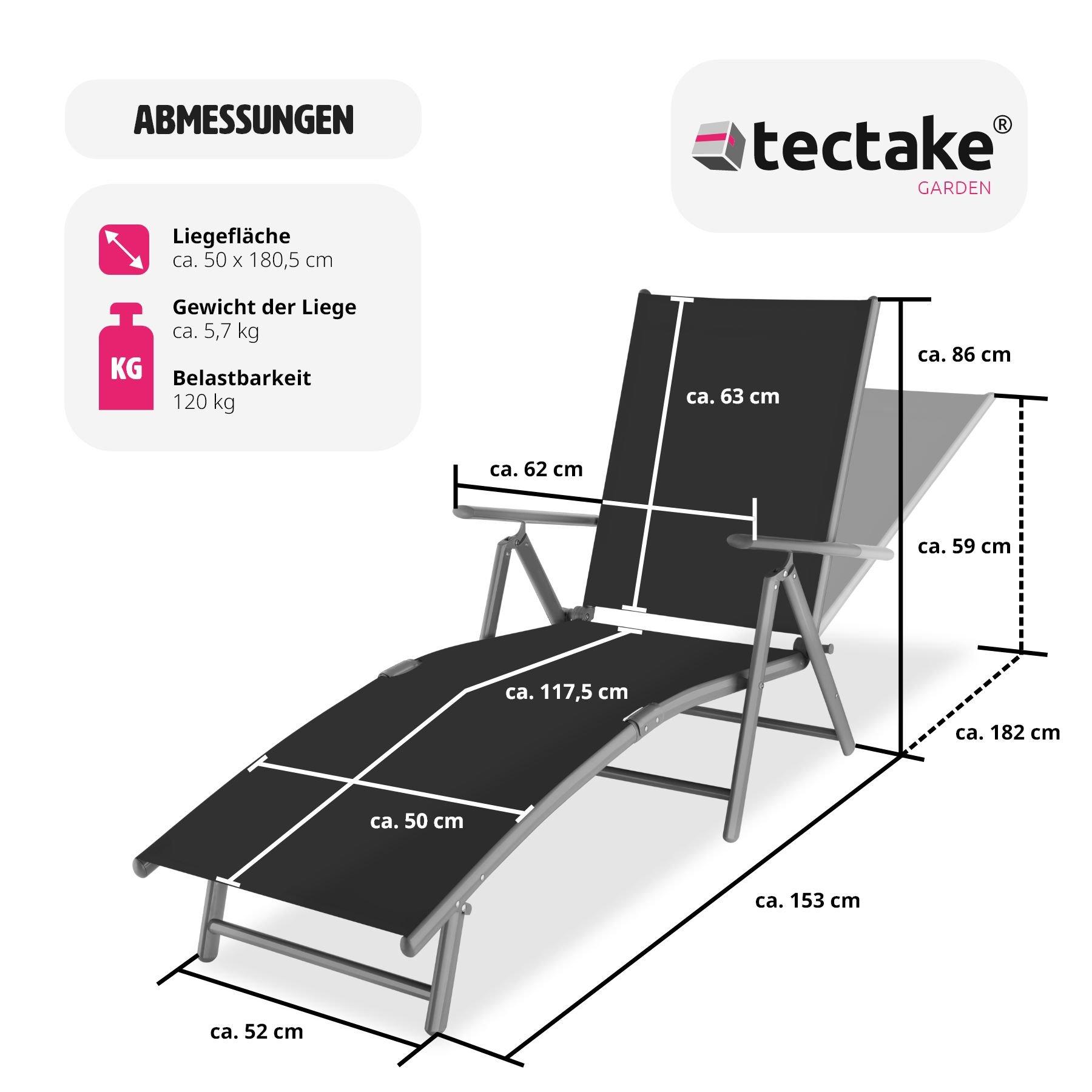 Tectake Gartenliege Textilene-Gewebe mit Aluminiumgestell