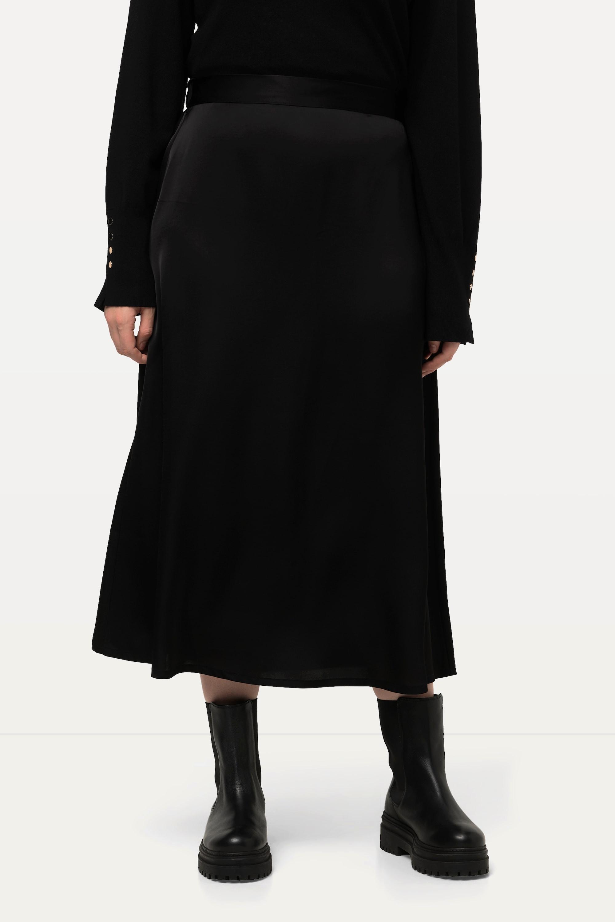 Ulla Popken Satin-Midirock, A-Linie, Komfortbund