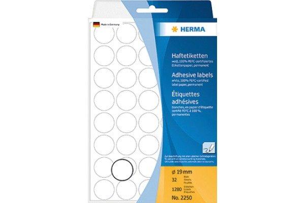 HERMA HERMA Etiketten rund 19mm 2250 weiss 1280 Stück