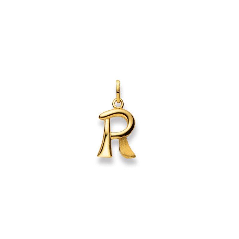 MUAU Schmuck Anhänger Buchstabe R Gelbgold 750, 20x10mm