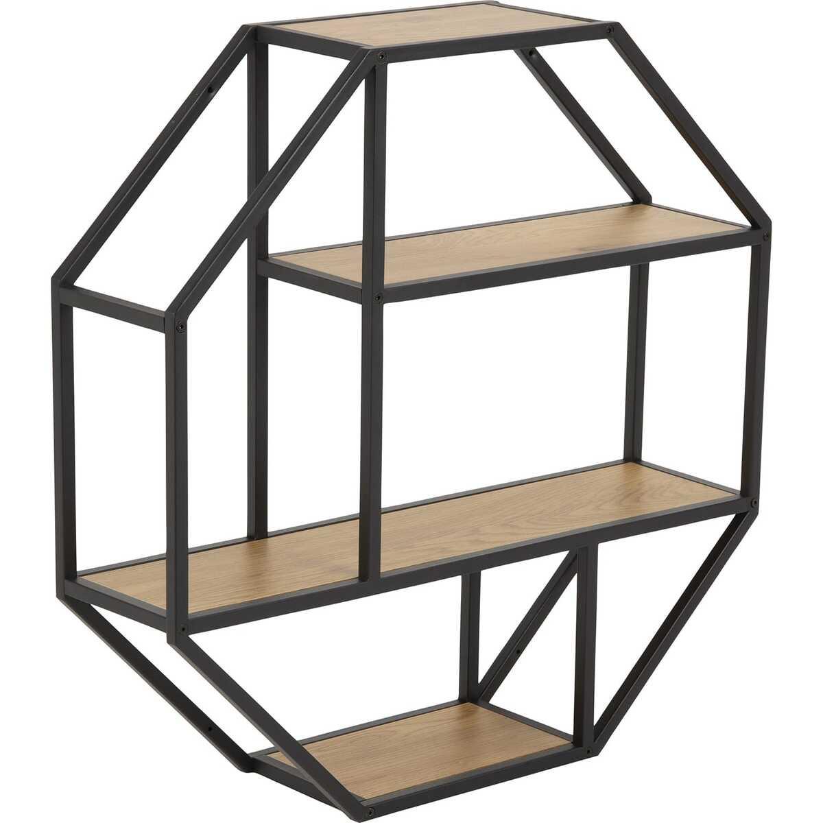 mutoni Wandregal Multiple Bronx 3 Böden Melamin Wildeiche Schwarz 77x20x77cm