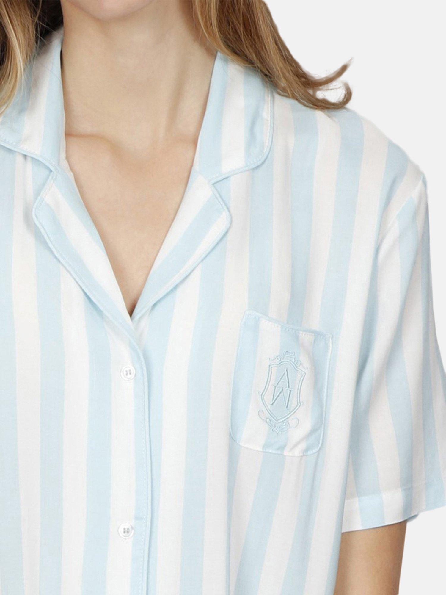 Admas Nachthemd Classic Stripes blau